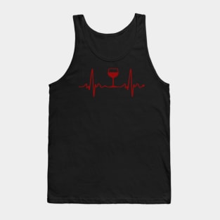 Wine Lover EKG Heartbeat Heart Healthy Red Wine Tank Top